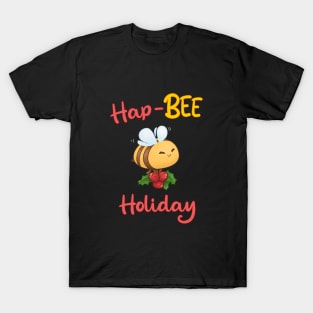 Hap Bee Holiday Cute Bee Carrying Christmas Berry T-Shirt